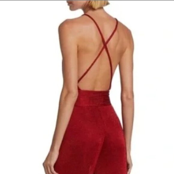 NEW Adriana Iglesias Pau Red Sparkle Jumpsuit Size 38 US 0 - Picture 6 of 11